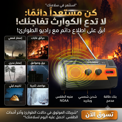 6-in-1 Solar Emergency Radio with 14800 mWh Power Bank & SOS