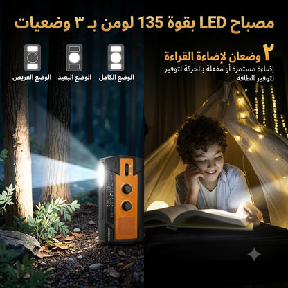 6-in-1 Solar Emergency Radio with 14800 mWh Power Bank & SOS